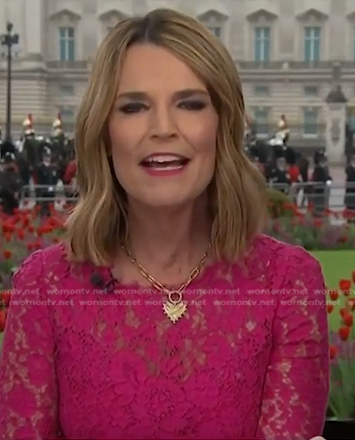 Savannah's pink floral lace dress on Today