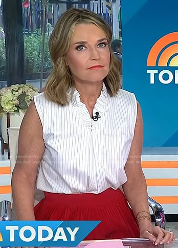Savannah's white pinstripe top on Today