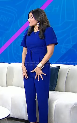 Selena Rezvani's blue tie waist jumpsuit on Today