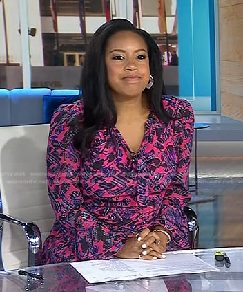 Sheinelle's pink printed dress on Today