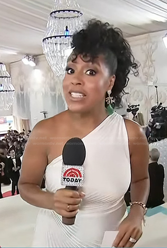 Sheinelle's white one-shoulder pleated dress on Today