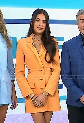 Sistine Stallone's orange cutout blazer dress on Today