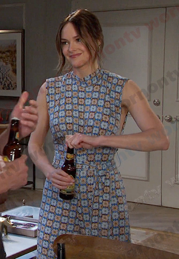 Stephanie's blue floral jumpsuit  on Days of our Lives