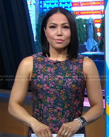 Stephanie's green floral sleeveless dress on Good Morning America