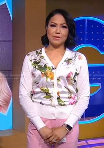 Stephanie's white floral cardigan on Good Morning America