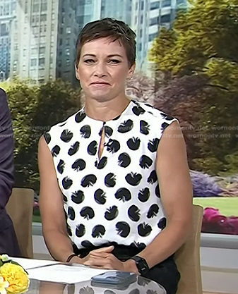 Stephanie's white printed keyhole top on Today