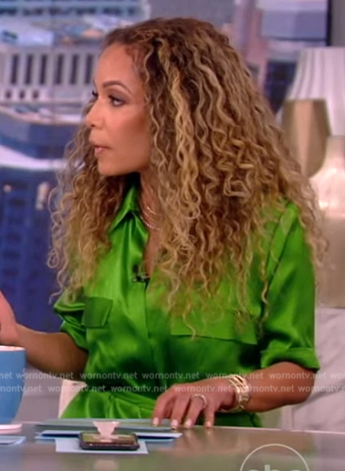 Sunny's green satin utility dress on The View