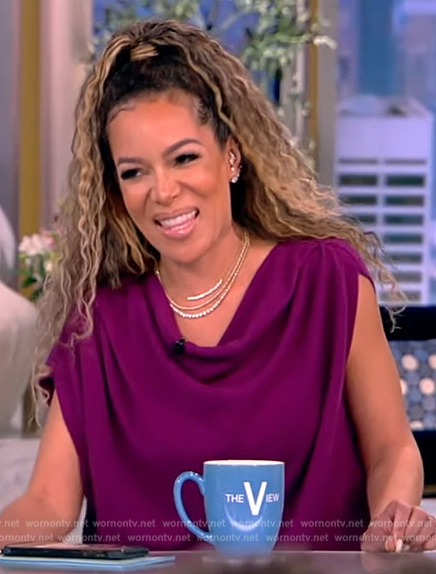 Sunny's floral print pants and drape top on The View