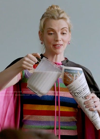 Sylvie's rainbow striped knit top on Chicago Fire
