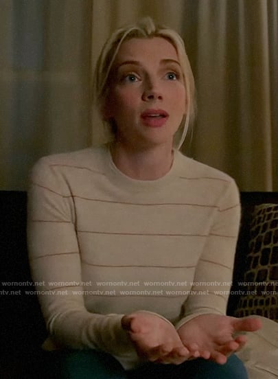 Sylvie's cream striped sweater on Chicago Fire