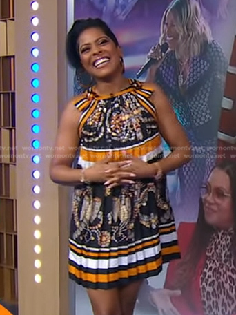 Tamron Hall's printed pleated mini dress on Good Morning America
