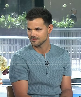 Taylor Lautner's blue knit shirt on Today