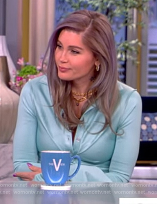 Trace Lysette's turquoise button down dress on The View