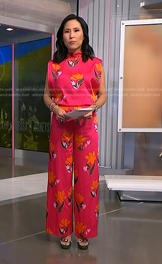 Vicky's pink floral jumpsuit on NBC News Daily
