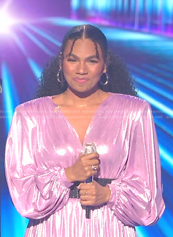 We Ani's metallic maxi dress on American Idol