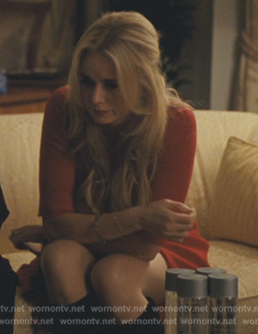 Willa's red lace-up detail dress on Succession