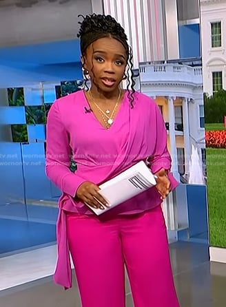 Zinhle Essamuah's pink side tie top on NBC News Daily