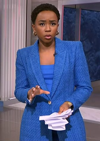 Zinhle Essamuah's blue tweed blazer on NBC News Daily