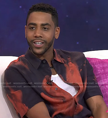 Jharrel Jerome's black and red print shirt on Today