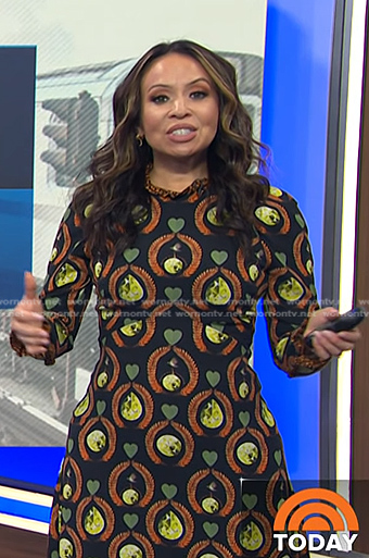Adelle's black printed dress on Today