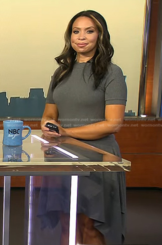 Adelle's grey asymmetric hem dress on Today