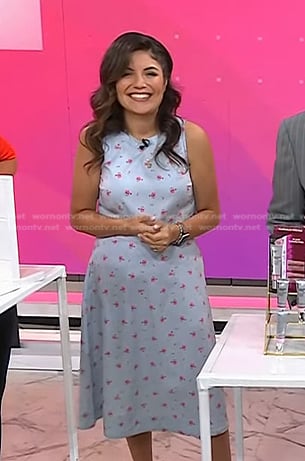 Adrianna's blue floral cropped top and skirt on Today