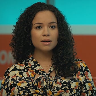 Alex's black floral tie neck dress on Manifest