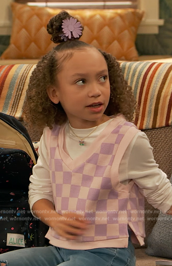 Alice pink checkered vest on Ravens Home