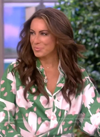 Alyssa's green floral print mini dress on The View