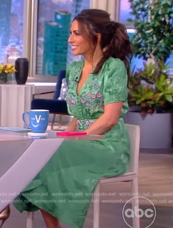 Alyssa's green floral embroidered dress on The View