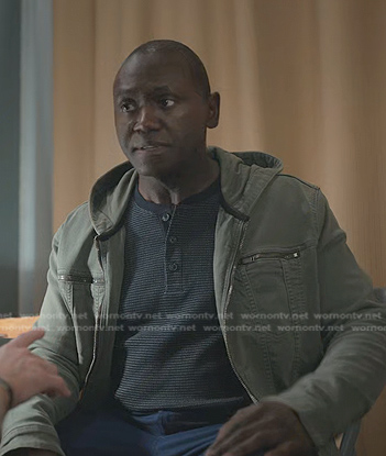 Amuta's grey zip hooded jacket on Manifest