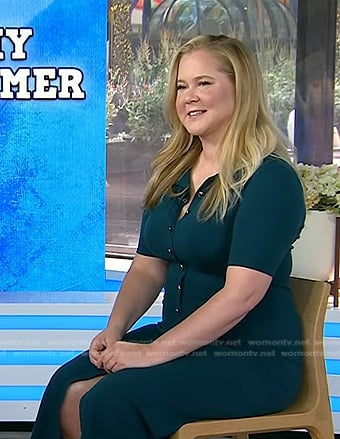 Amy Schumer's green buttoned midi dress on Today