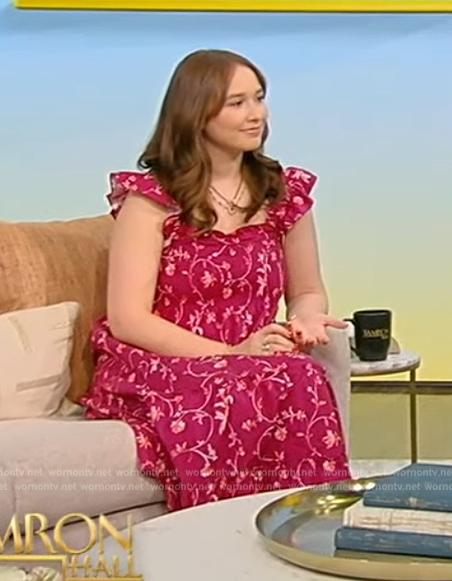 Anita Michaud's pink floral print dress on Tamron Hall Show