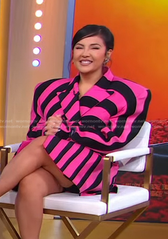 Annie Gonzalez's black and pink striped blazer on Good Morning America