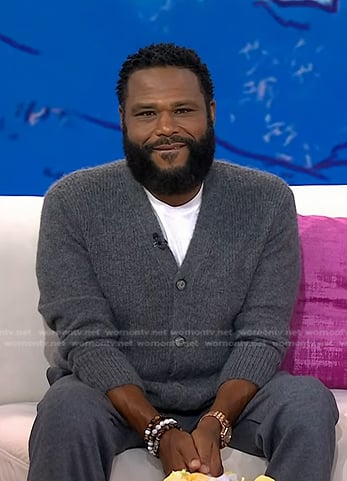 Anthony Anderson's grey ribbed cardigan on Today
