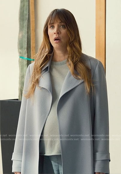Ava's grey trench coat on Based on a True Story