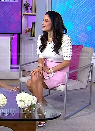 Bethenny Frankel's white scalloped sweater and pink skirt on Today