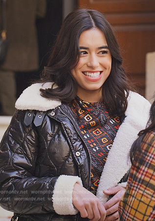 Blair's black padded jacket on Never Have I Ever