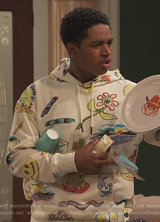 Booker's white printed hoodie on Ravens Home
