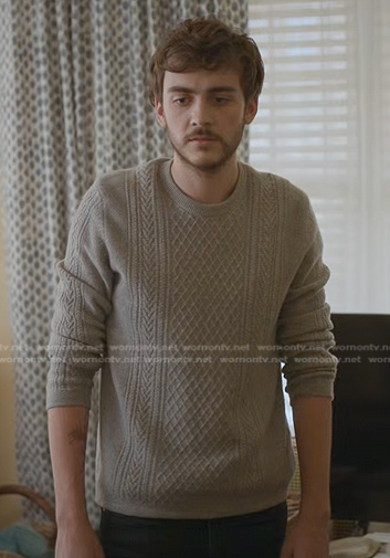 Cal's grey cable knit sweater on Manifest