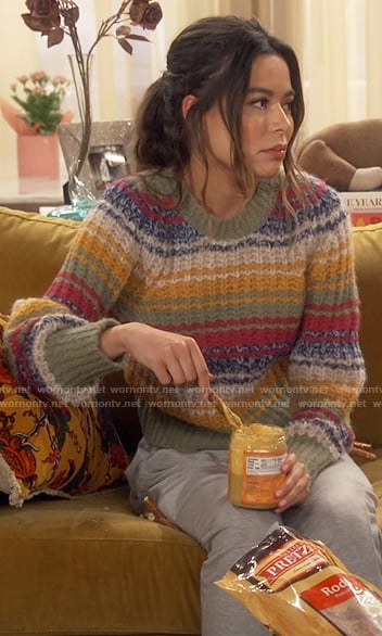 Carly's multicolor striped sweater on iCarly