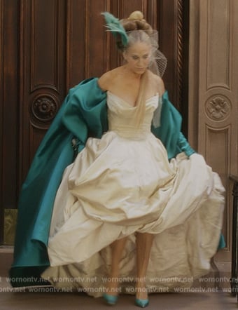 Carrie's ivory strapless gown on And Just Like That