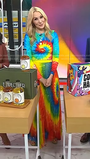 Chassie's rainbow tie dye top and skirt on Today