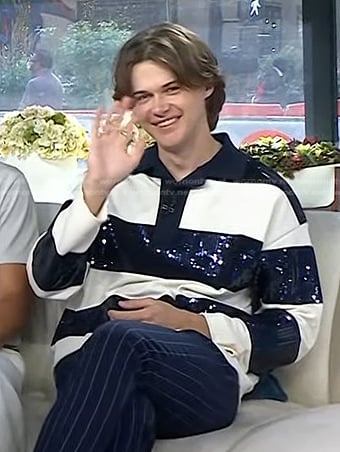 Christopher Briney's sequin striped polo shirt on Today