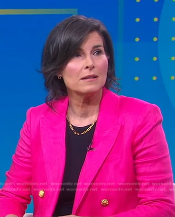 Claire Shipman's fuchsia pink double breasted blazer on Good Morning America