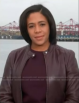 Dana Griffin's brown quilted shoulder leather jacket on NBC News Daily