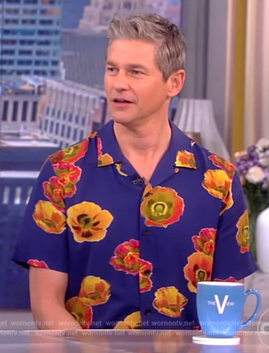 David Burtka's blue floral print shirt on The View