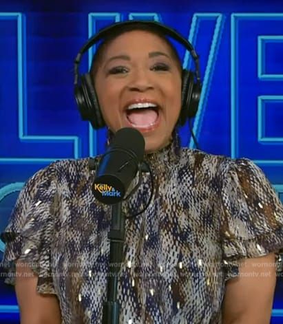 Deja Vu's animal print ruffle dress on Live with Kelly and Mark