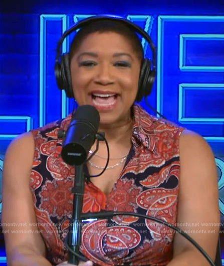 Deja Vu's red paisley print dress on Live with Kelly and Mark