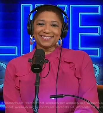 Deja-Vu's pink ruffle dress on Live with Kelly and Mark